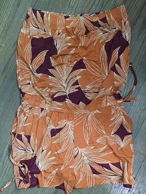 Women's Rust & Plum Floral Print Strapless Romper